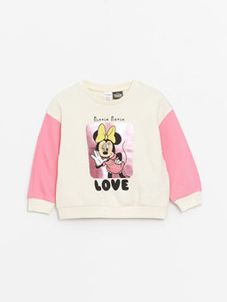 Bisiklet Yaka Uzun Kollu Minnie Mouse Bask?l? K?z Bebek Sweatshirt - Waikiki фото 3