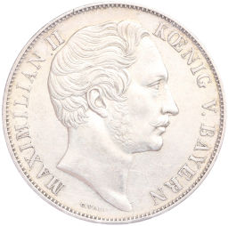 Монета 2 гульдена 1855 года Германские Бавария Восстановление колонны Мадонны в Мюнхене