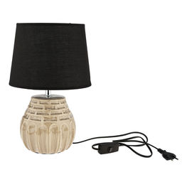 Светильник настольный "Гита" д22см, h33,5см, абажур текстильный д22см, h16,5см, цвет - черный, основание керамическое д15см, h22,7см, глянцевая глазурь, кракле, цвет - серый (Китай)