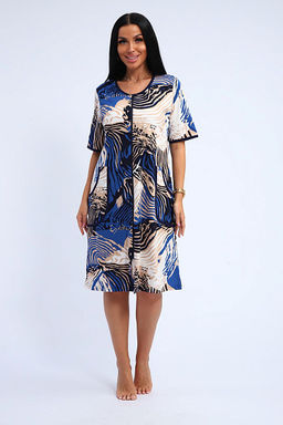 Халат женский на молнии с карманами (01057, синий) - Плиона фото 4