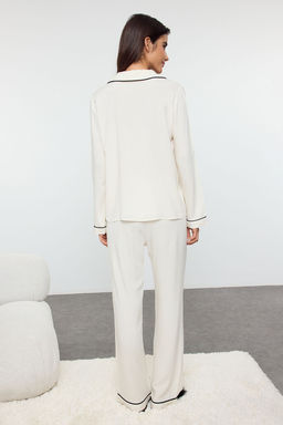 Trendyolmilla Ac?k Mavi Kalpli Biyeli Viskon Dokuma Pijama Tak?m? THMAW25PT00179  фото 19