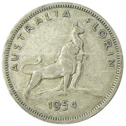 1 флорин (2 шиллинга) 1954 года Австралия  Королевский визит Елизаветы II