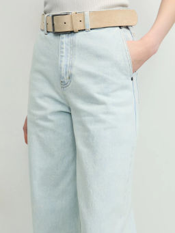 Джинсы широкие с ремнём с высокой посадкой ZR2604092334-100 / Zarina