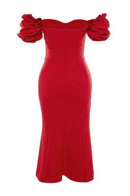 TRENDYOLMILLA Bridal Ekru Dokuma Abiye Gece Elbise TPRSS21EL0053  фото 8