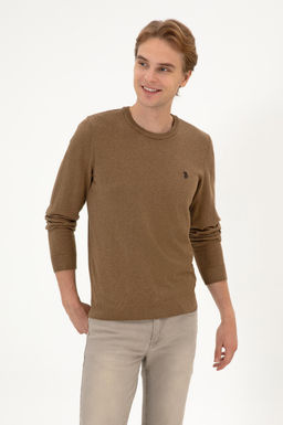 Джемпер U.S. Polo Assn Slim Fit хаки меланж из хлопка