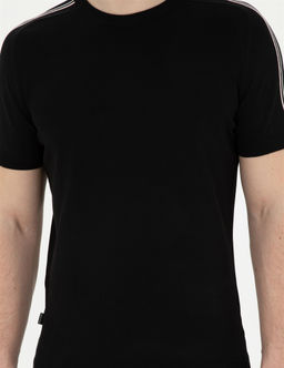 Siyah Slim Fit Bisiklet Yaka Triko Ti__rt