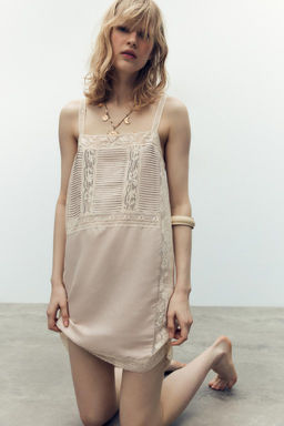 PLEATED LACE STRAPPY DRESS - Zara фото 2