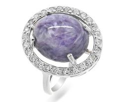 Кольцо из серебра чароит, СПН4069