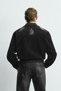 LIMITED EDITION EMBROIDERED VELVET BOMBER JACKET - Zara фото 3