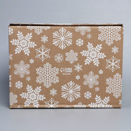 Цена за 2 шт. Коробка новогодняя складная «Снежинки», бурый, 27×21×9 см, Новый год
