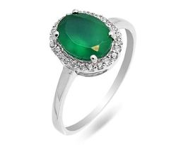 Кольцо из серебра зеленый агат, Джайв