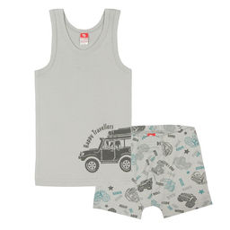 CAK 3516 Комплект для мальчика (майка, трусы-боксеры), светло-серый