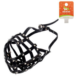 Намордник кожаный сетчатый с перемычкой №5, кавказская овчарка, дог, ОМ 42 см чёрный