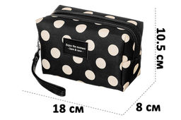 Косметичка - сумочка 18*8*10,5 см Черная в белый горошек, с ручкой - Elan gallery фото 2