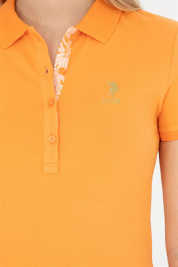 Женская оранжевая базовая футболка с воротником-поло Неожиданная скидка в корзине - U.s. polo assn фото 7
