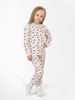 Пижама детская белая принт божьи коровки