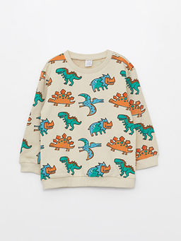 Bisiklet Yaka Uzun Kollu Bask?l? Erkek Bebek Sweatshirt