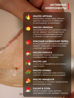 Сахарно-солевой скраб разогревающий (Антицеллюлитный) 250мл/350 гр - INVIOLE фото 6
