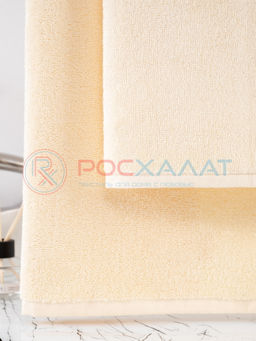 Махровое полотенце без бордюра кремовое ПМ-131 50х90