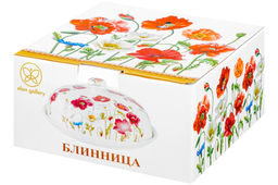 Блинница 23*23*9,5 см "Маки" фарфор NEW BONE CHINA