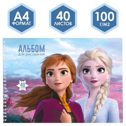 Альбом для рисования А4, 40 листов 100 г/м, на гребне, Холодное сердце