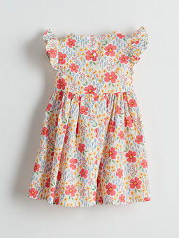 Bisiklet Yaka ?i?ekli K?z ?ocuk Elbise