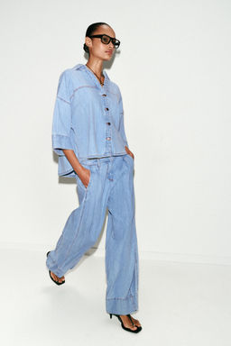 JEANS Z1975 WIDE LEG TIRO MEDIO PINZAS / Azul medio - Zara фото 3