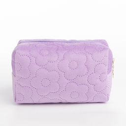 Косметичка на молнии женская, с подкладом, маленькая, Цветы, сиреневая - Simaland фото 3