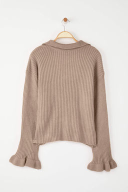 Pudra Yumusak Dokulu Kol Volanl? Triko Kazak TWOAW26KZ00085 - Trendyolmilla фото 12