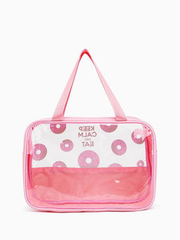 Косметичка на молнии для бассейна, большая, с ручками, с ярким принтом, розовая