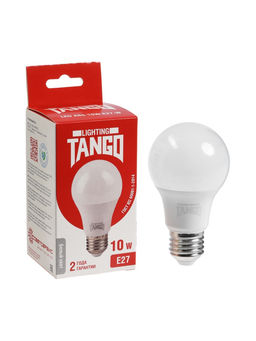 Цена за 2 шт. Лампа светодиодная TANGO, А60, 10 Вт, E27, 950 Лм, 4000K, IP20, свечение нейтральное белое