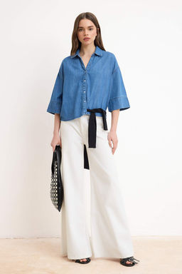 Mavi Tencel Kar?s?ml? Denim Gomlek TWOSS26GO00120 - Trendyolmilla фото 2