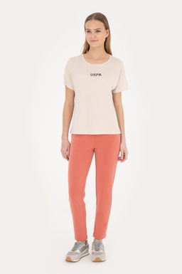 Женская кремовая футболка с круглым вырезом - U.s. polo assn фото 11