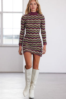 TRENDYOLMILLA Limited Edition Fusya Renk Bloklu Bodycone Mini Triko Elbise TWOAW25EL00504