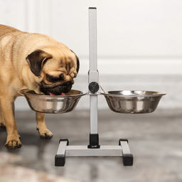 Подставка с мисками, 21.5 л, высота 50 см, разборная с верхним фиксатором, хром - Пижон фото 2