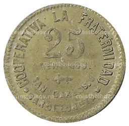 Монета 25 сентимо 1923 года Испания Барселона