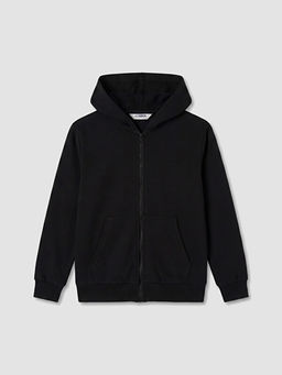 Kap??onlu Erkek ?ocuk Fermuarl? Sweatshirt