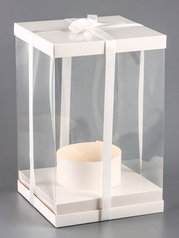 Коробка PVC, для цветов с лентой, 28?18?18 см, белый - UPAK LAND фото 2