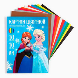 Цветной картон, А4, 10 листов, 10 цветов, немелованный, односторонний, в папке, 220 г/м², «Сестры»