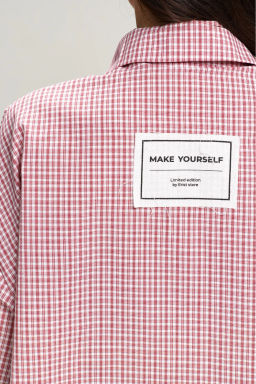 Рубашка в клетку с карманом Oversize Red