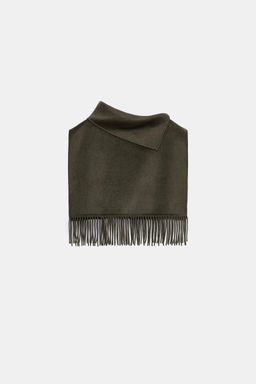 SHORT WOOL FRINGED CAPE - Zara фото 4