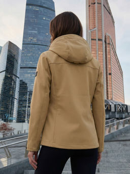 Ветровка женская софтшелл виндстоппер с капюшоном спортивная темно-синего цвета 9616_1TS - Valianly фото 116