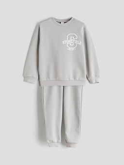 Bask?l? Erkek ?ocuk Sweatshirt ve E?ofman Alt?