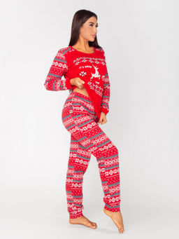 Пижама женская кулирка с брюками "ЛАПЛАНДИЯ" КРАСНЫЙ
