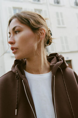 SUDADERA CAPUCHA CORDONES / Marr?n - Zara фото 3