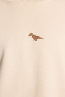 TRENDYOL MAN Gri Bisiklet Yaka Oversize/Genis Kesim Ici Polar/S?cak Tutan Dinozor Nak?s Sweatshirt TMNAW24SW00064 - Trendyolmilla фото 17