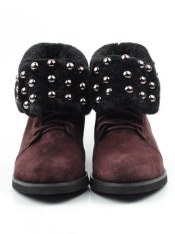 04-2265-B503M-Y1138 BROWN Ботинки женские (натуральная замша, нат.мех)