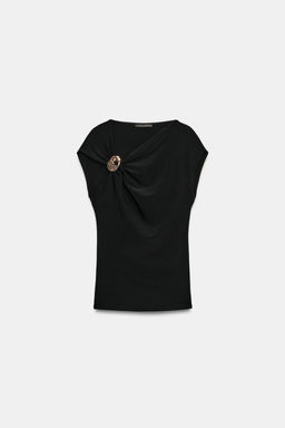 TOP DRAPEADO FORNITURA / Negro - Zara фото 6