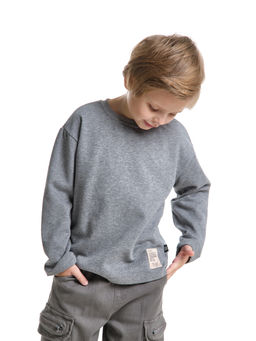 Толстовка для мальчика с шевроном 22-1124 темно-серый меланж