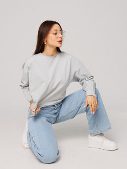 Женский лонгслив из футера 2-х нитки серебристый ВК-25 (61)